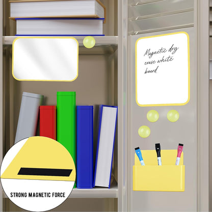 Magnetic Locker Marble Accessories Kit Pale Yellow Back to School Essentials Locker Organizer Supplies Include Mirror Whiteboard Pen Shelf Magnet Magnetic Buckle Back to School Essentials