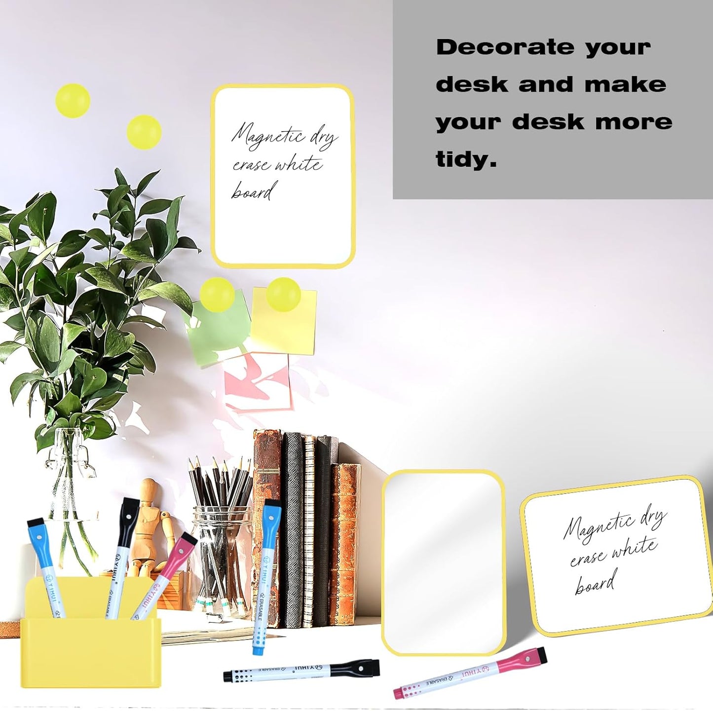 Magnetic Locker Marble Accessories Kit Pale Yellow Back to School Essentials Locker Organizer Supplies Include Mirror Whiteboard Pen Shelf Magnet Magnetic Buckle Back to School Essentials