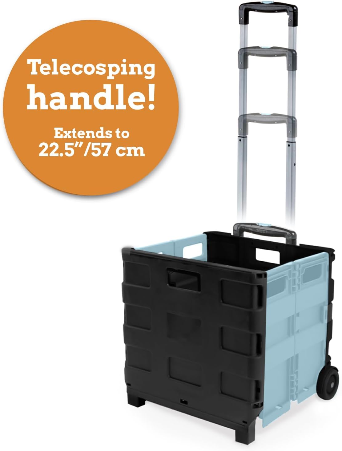 Ultra-Slim Rolling Collapsible Storage Pack-N-Roll Utility-carts, with Telescopic Handle, for Home, Garden, Shopping, Office, School use, Medium, Yellow & Black
