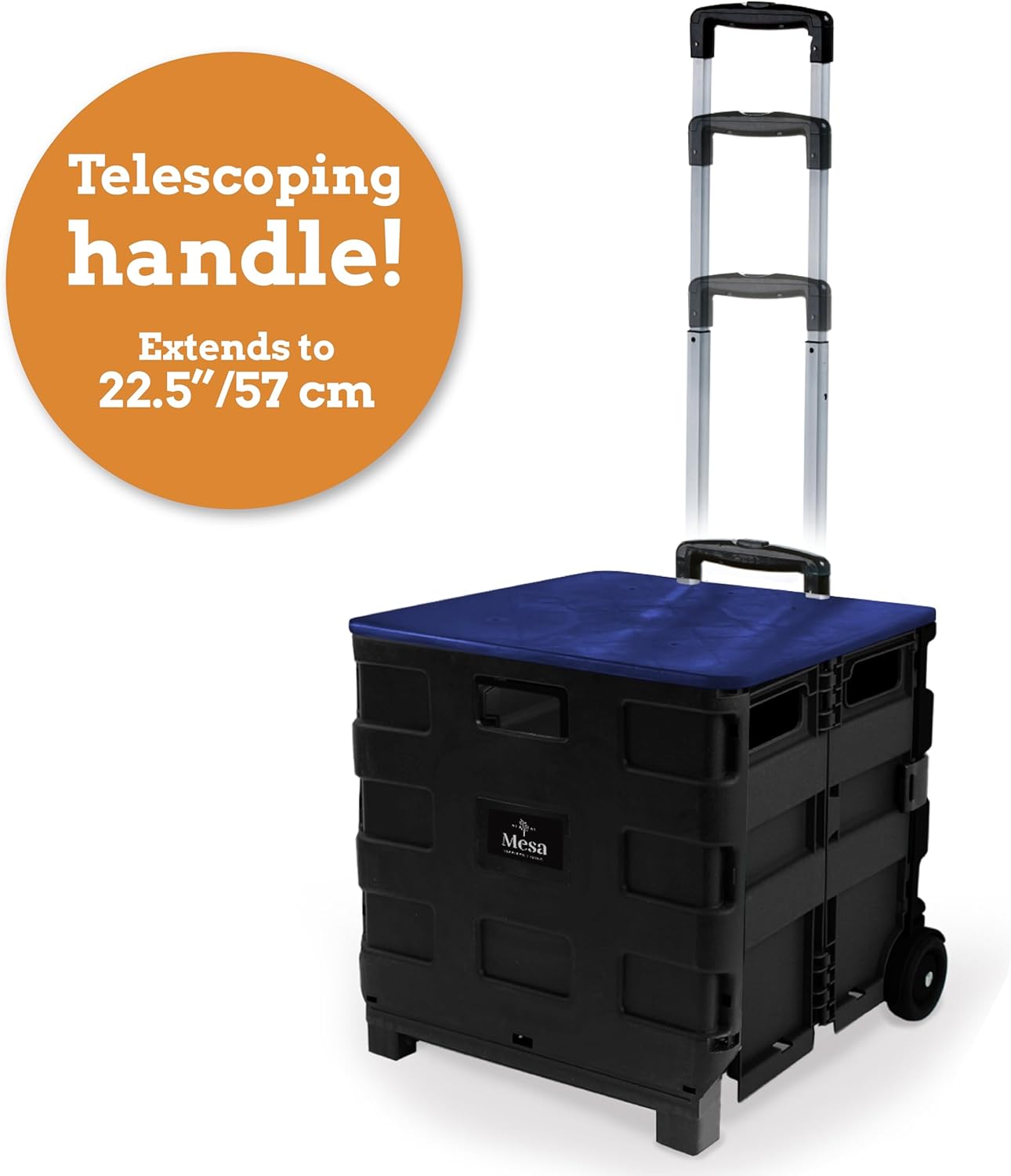 Ultra-Slim Rolling Collapsible Storage Pack-N-Roll Utility-carts, with Telescopic Handle, for Home, Garden, Shopping, Office, School use, Medium, Yellow & Black