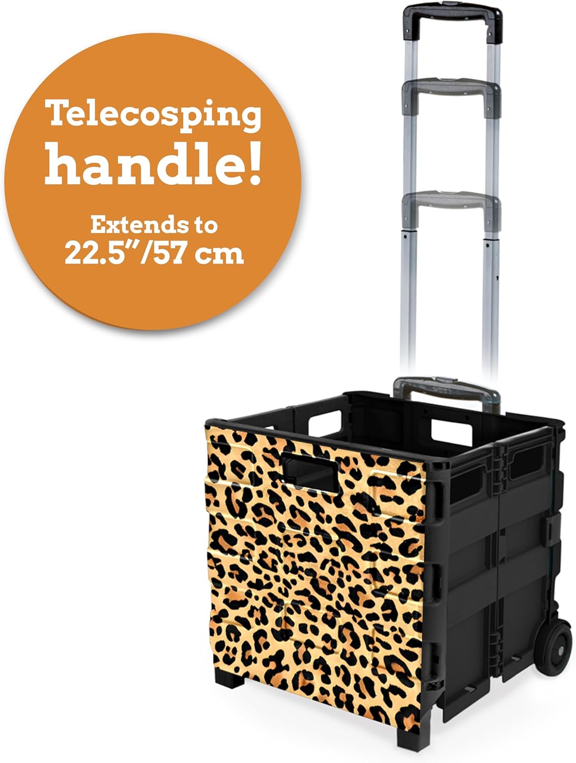 Ultra-Slim Rolling Collapsible Storage Pack-N-Roll Utility-carts, with Telescopic Handle, for Home, Garden, Shopping, Office, School use, Medium, Yellow & Black