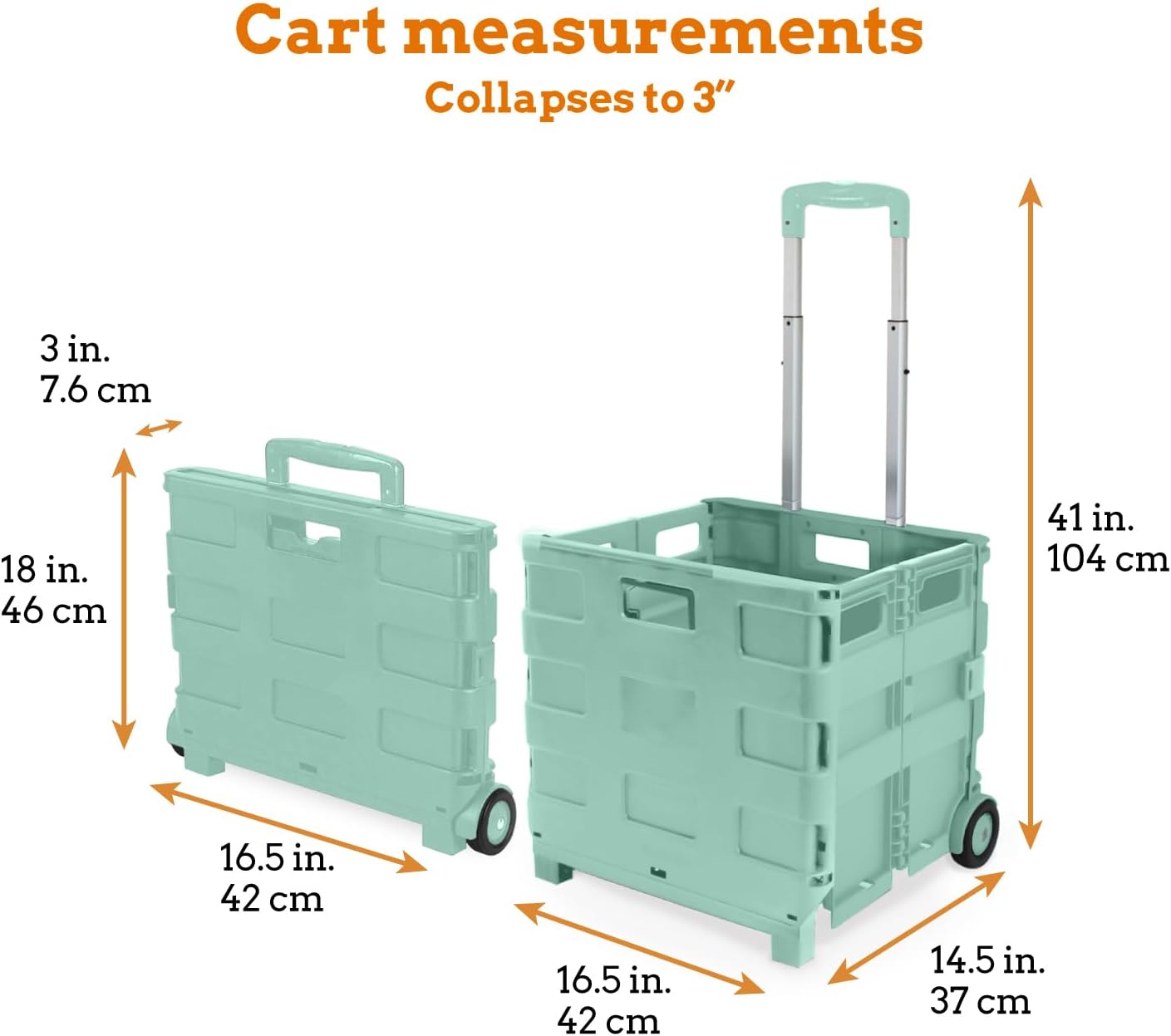 Ultra-Slim Rolling Collapsible Storage Pack-N-Roll Utility-carts, with Telescopic Handle, for Home, Garden, Shopping, Office, School use, Medium, Yellow & Black