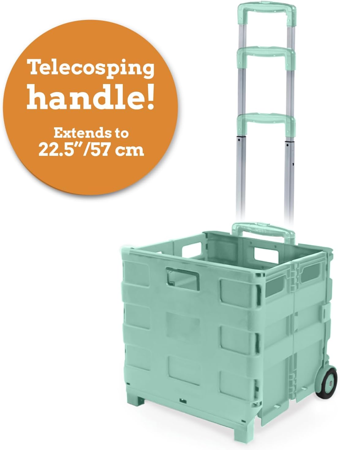 Ultra-Slim Rolling Collapsible Storage Pack-N-Roll Utility-carts, with Telescopic Handle, for Home, Garden, Shopping, Office, School use, Medium, Yellow & Black