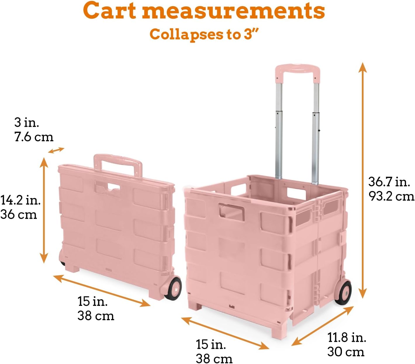 Ultra-Slim Rolling Collapsible Storage Pack-N-Roll Utility-carts, with Telescopic Handle, for Home, Garden, Shopping, Office, School use, Medium, Yellow & Black