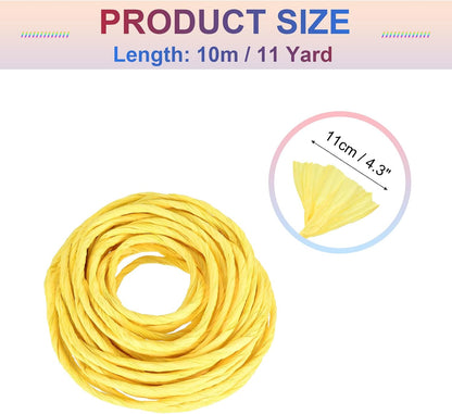 Raffia Paper Ribbon 11 Yard Raffia String Paper Rope Handmade Twisted Paper Craft Cord, [for Christmas Party Gifts Wrapping DIY Craft Decoration] - Lemon Yellow