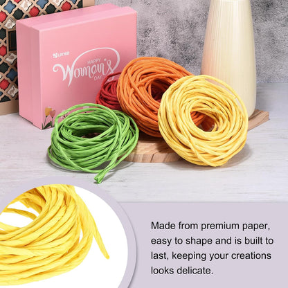 Raffia Paper Ribbon 11 Yard Raffia String Paper Rope Handmade Twisted Paper Craft Cord, [for Christmas Party Gifts Wrapping DIY Craft Decoration] - Lemon Yellow