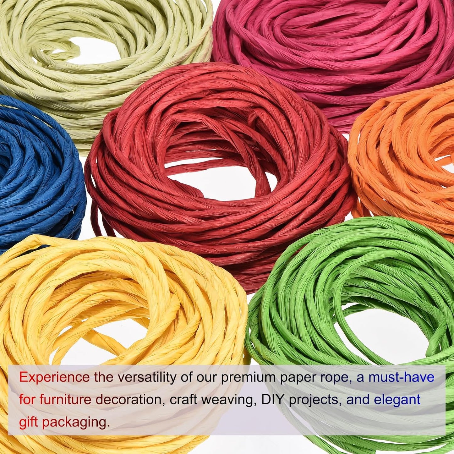 Raffia Paper Ribbon 11 Yard Raffia String Paper Rope Handmade Twisted Paper Craft Cord, [for Christmas Party Gifts Wrapping DIY Craft Decoration] - Lemon Yellow