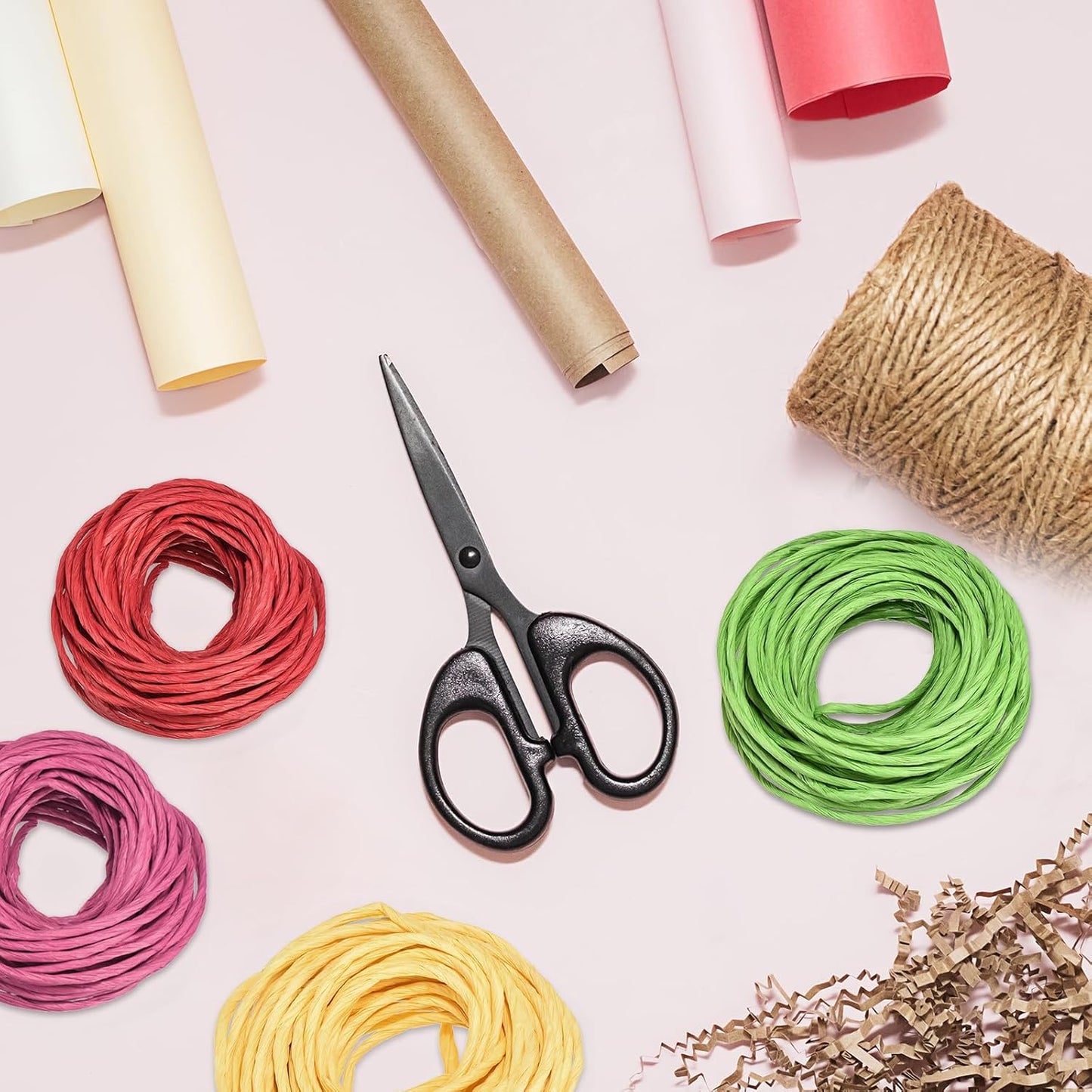 Raffia Paper Ribbon 11 Yard Raffia String Paper Rope Handmade Twisted Paper Craft Cord, [for Christmas Party Gifts Wrapping DIY Craft Decoration] - Lemon Yellow
