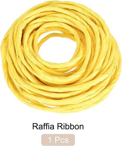 Raffia Paper Ribbon 11 Yard Raffia String Paper Rope Handmade Twisted Paper Craft Cord, [for Christmas Party Gifts Wrapping DIY Craft Decoration] - Lemon Yellow