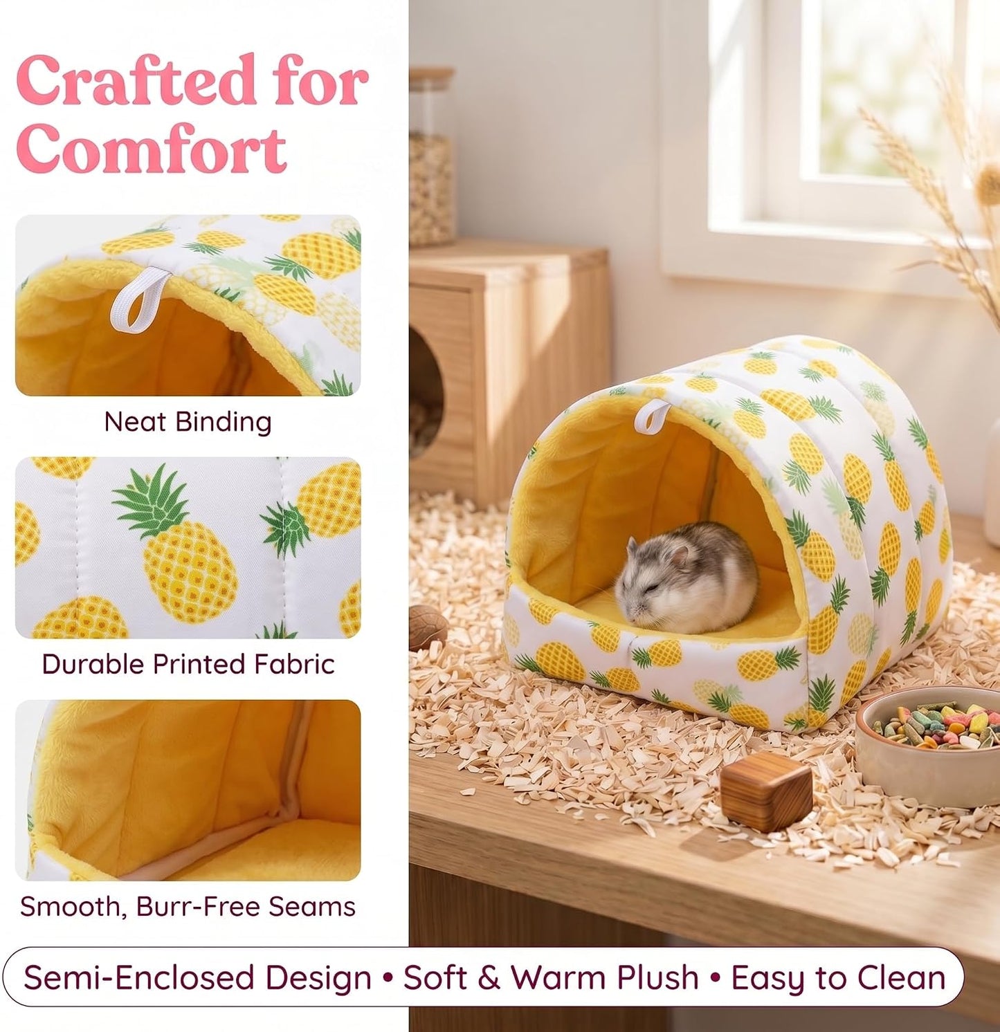 Rat Hamster Warm Bed House Hut Hanging Hammock Cute Nest for Small and Medium-Sized Pets (L), Suitable for Larger Pets(XL)-L-Yellow