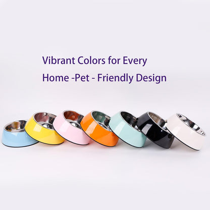 2-in-1 Detachable Stainless Steel Pet Bowls for Dogs Cats - Stackable Food & Water Bowl Set with Non-Slip Base - Dishwasher Safe Whisker-Friendly Dog Bowls - 7 Colors 4 Sizes (Yellow)
