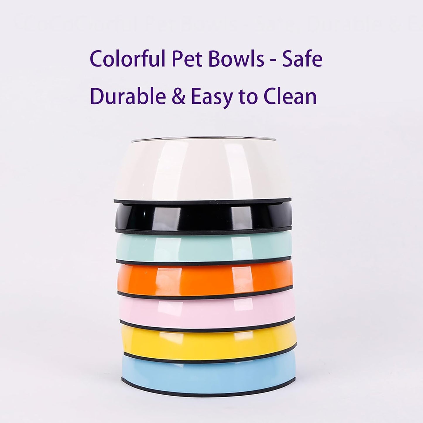 2-in-1 Detachable Stainless Steel Pet Bowls for Dogs Cats - Stackable Food & Water Bowl Set with Non-Slip Base - Dishwasher Safe Whisker-Friendly Dog Bowls - 7 Colors 4 Sizes (Yellow)