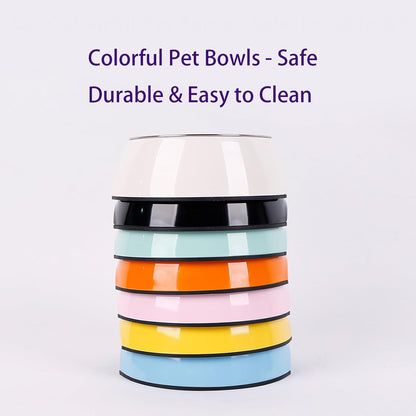 2-in-1 Detachable Stainless Steel Pet Bowls for Dogs Cats - Stackable Food & Water Bowl Set with Non-Slip Base - Dishwasher Safe Whisker-Friendly Dog Bowls - 7 Colors 4 Sizes (Yellow)