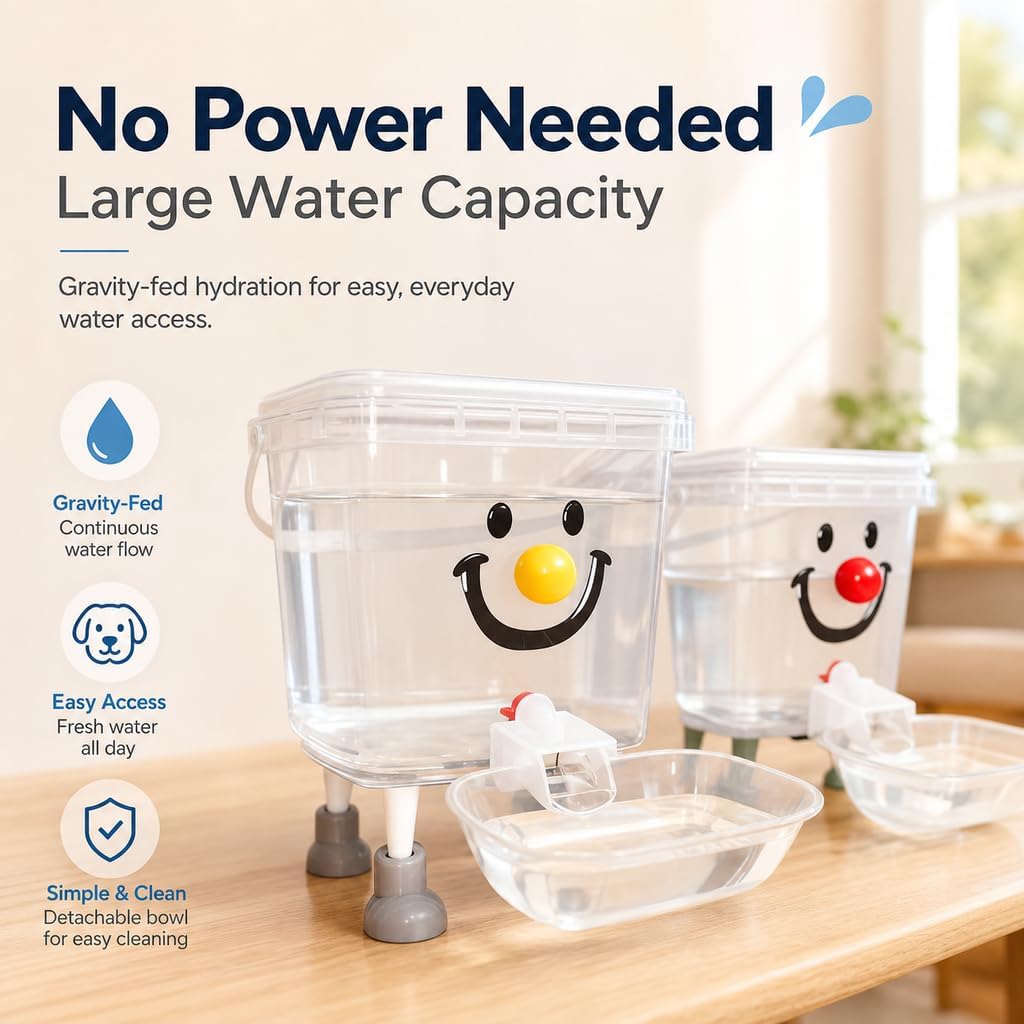 Pet Water Dispenser with Large Capacity, Gravity Water Bowl,for Dogs and Cats，Yellow Nose-5L