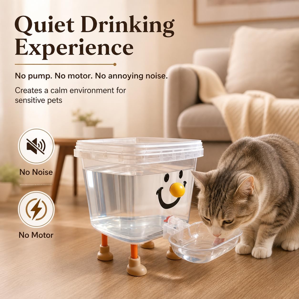 Pet Water Dispenser with Large Capacity, Gravity Water Bowl,for Dogs and Cats，Yellow Nose-5L