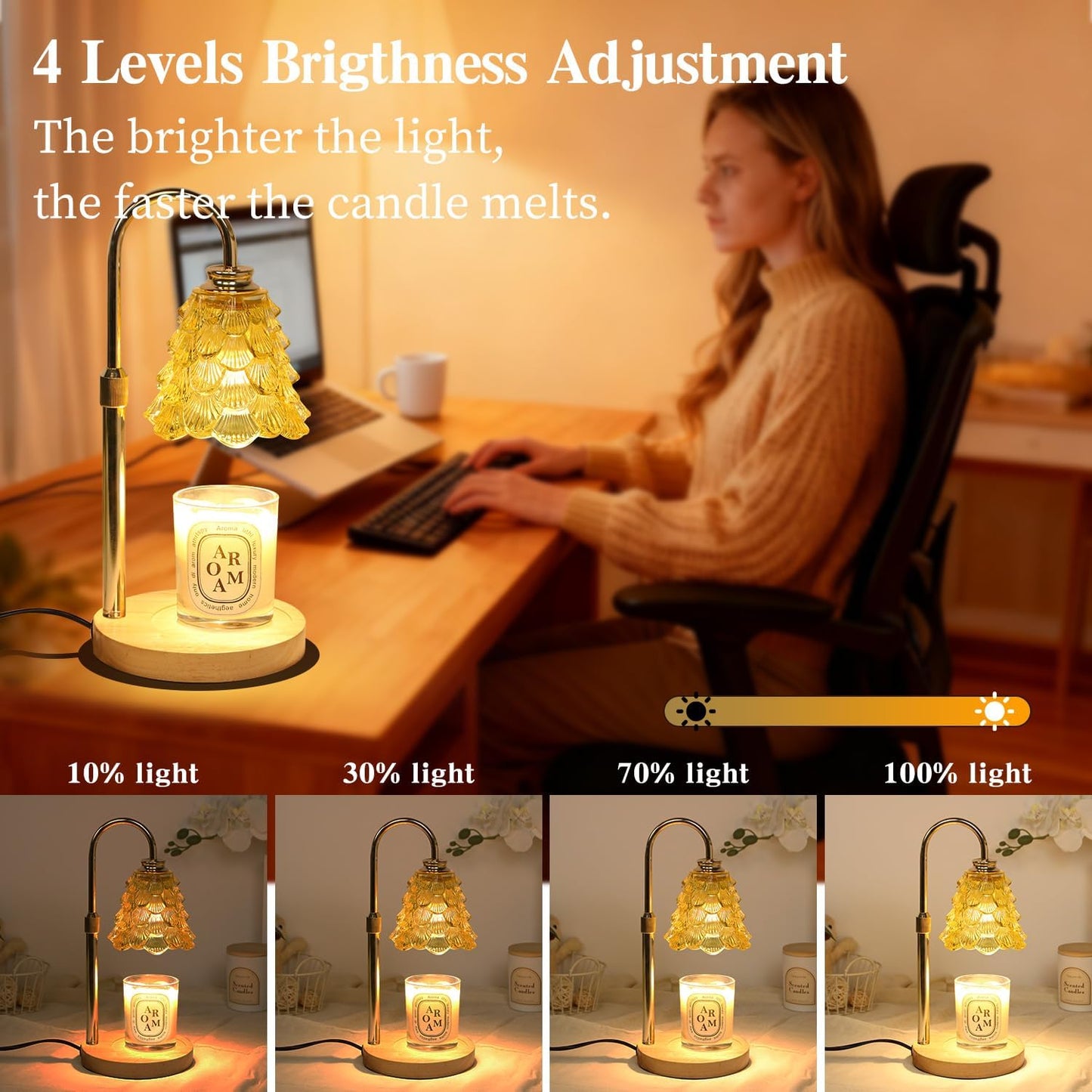 Fragrance Candle Warmer Lamp，Electric Candle Warmer with Timer & Dimmer，Mom Christmas Birthday Gifts for Women, House Warming Gifts New Home Bedroom Decor