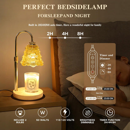 Fragrance Candle Warmer Lamp，Electric Candle Warmer with Timer & Dimmer，Mom Christmas Birthday Gifts for Women, House Warming Gifts New Home Bedroom Decor