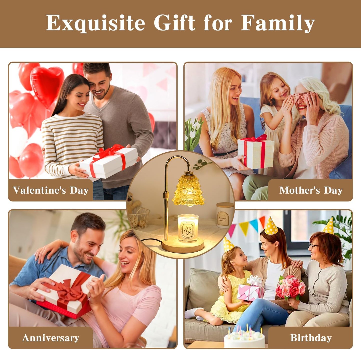 Fragrance Candle Warmer Lamp，Electric Candle Warmer with Timer & Dimmer，Mom Christmas Birthday Gifts for Women, House Warming Gifts New Home Bedroom Decor