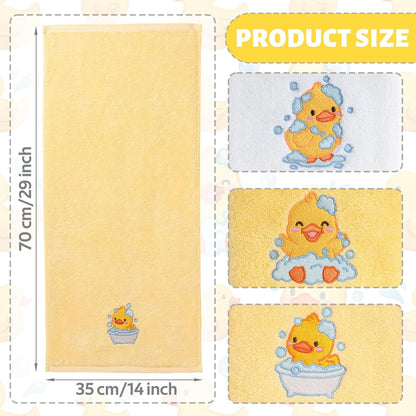 3 Pcs Yellow Ducks Hand Towels for Bathroom Yellow Farmhouse Cute Bathroom Decor 14x29 Inch Cotton Embroidered Decorative Bath Guest Hand Towels Soft Absorbent Kitchen Towel Home Room Decor Gifts