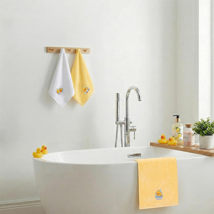 3 Pcs Yellow Ducks Hand Towels for Bathroom Yellow Farmhouse Cute Bathroom Decor 14x29 Inch Cotton Embroidered Decorative Bath Guest Hand Towels Soft Absorbent Kitchen Towel Home Room Decor Gifts