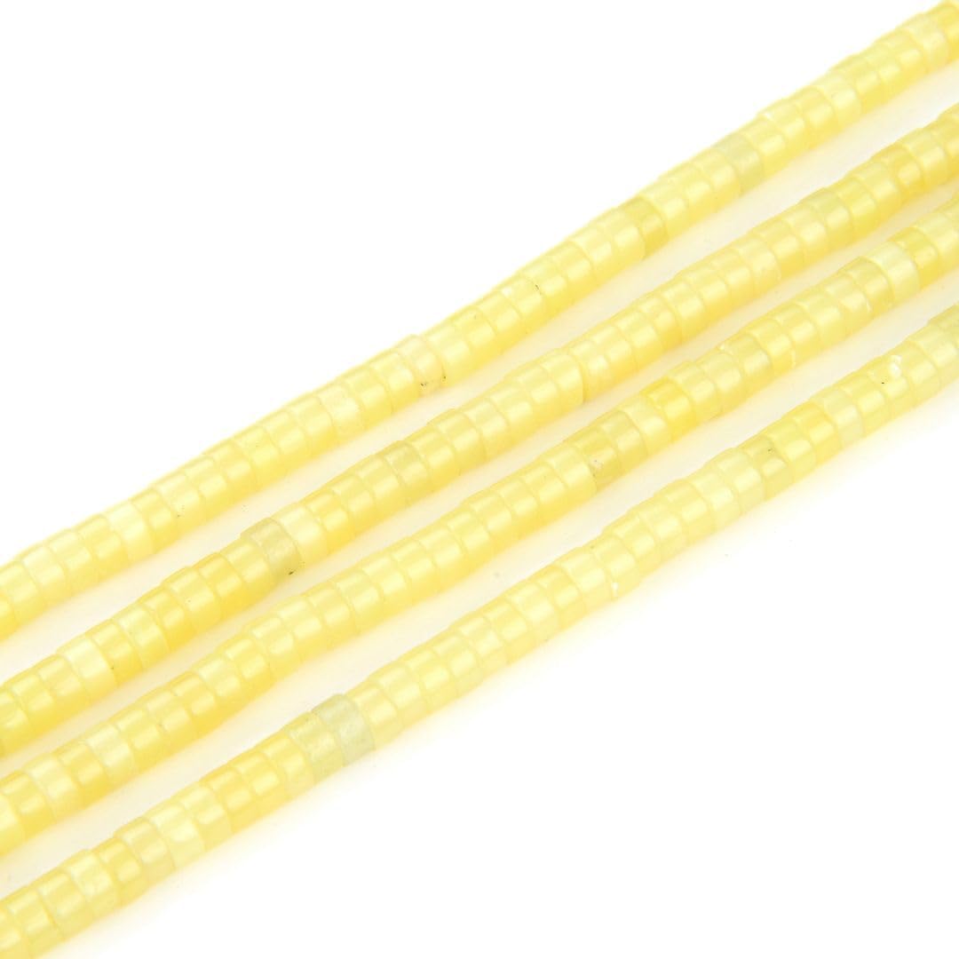 Adabele 14.5 Inch Natural Yellow Lemon Jade Gemstone 4x2mm Small Heishi Tube Rondelle Beads