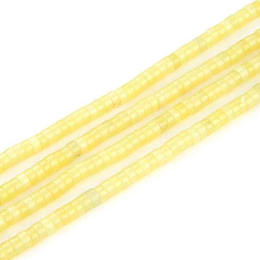 Adabele 14.5 Inch Natural Yellow Lemon Jade Gemstone 4x2mm Small Heishi Tube Rondelle Beads