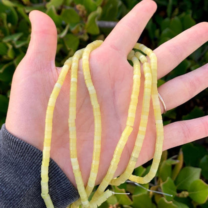 Adabele 14.5 Inch Natural Yellow Lemon Jade Gemstone 4x2mm Small Heishi Tube Rondelle Beads
