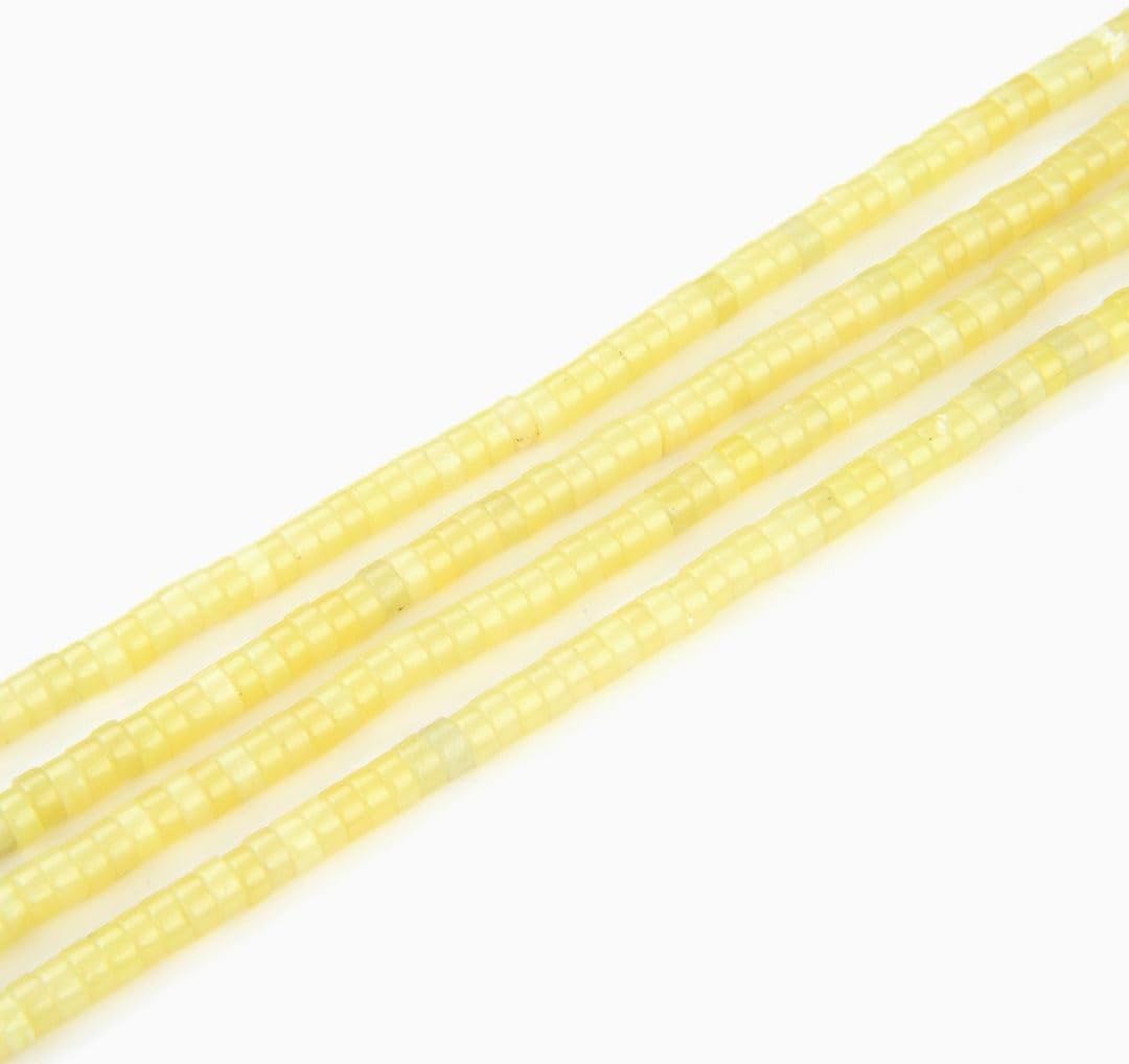Adabele 14.5 Inch Natural Yellow Lemon Jade Gemstone 4x2mm Small Heishi Tube Rondelle Beads