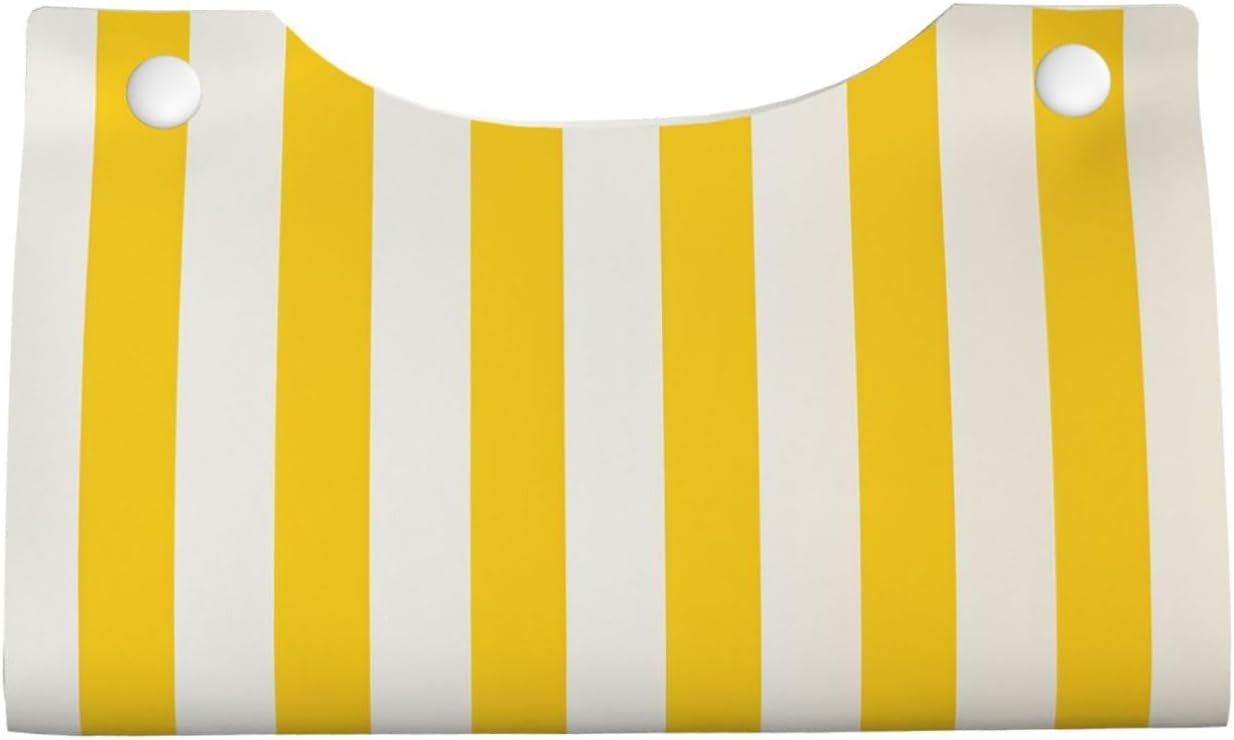 Lemon Yellow Stripes Tissue Box Cover, Pu Leather Tissue Case Covers Rectangle Decorative Tissue Box Holder Waterproof Tissue Holder Organizer for Bathroom Home Office