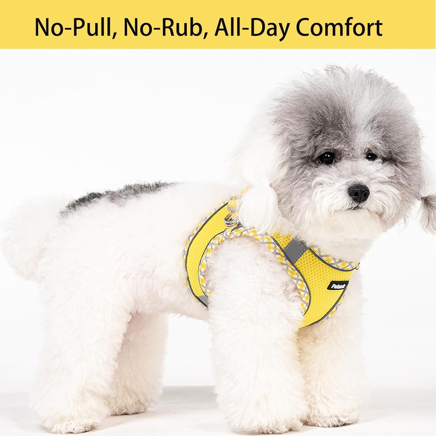 Dog Harness for Small Medium Dogs No Pull, Puppy Harness and Leash Set for Walking, Running, Training, Small Dog Harness, Medium Dog Harness (Yellow, S)