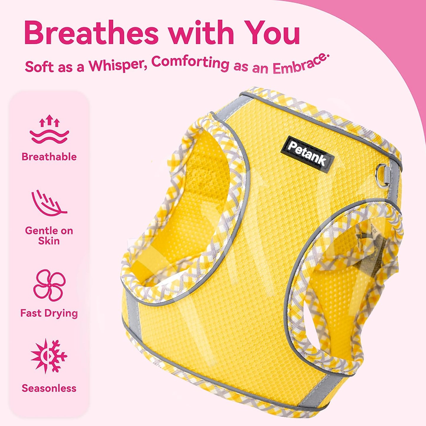 Dog Harness for Small Medium Dogs No Pull, Puppy Harness and Leash Set for Walking, Running, Training, Small Dog Harness, Medium Dog Harness (Yellow, S)
