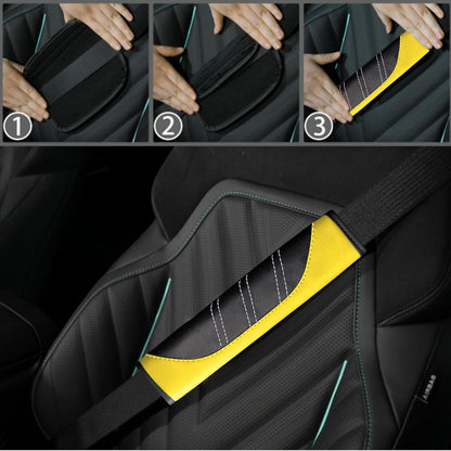 10 Pcs Car Floor Mats Full Set & Sport Leather Steering Wheel Cover 14.5-15 inch, Center Console Cover, Seat Belt Cushion, Cup Holder Coaster, Universal Automobile Interior Sets (Yellow)