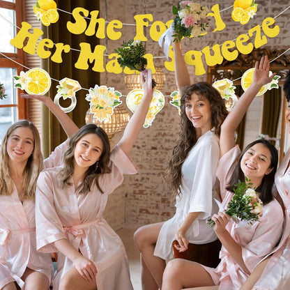 She Found Her Main Squeeze Banner-Lemon Theme Bridal Shower Decoration, Diamond Ring Garland for Lemon Bridal Shower Bachelorette Wedding Engagement Party Supplies