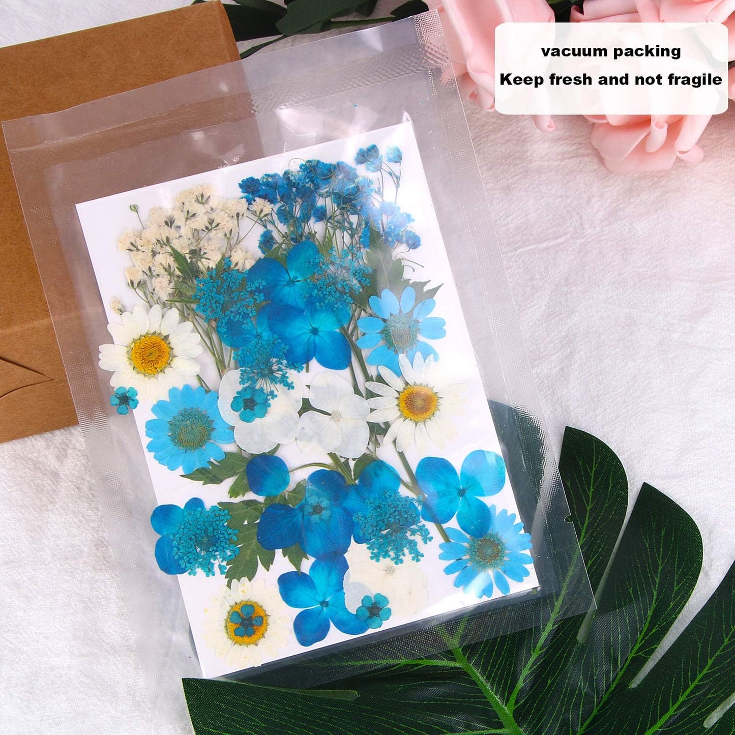 Blue Dried Pressed Flowers - Natural Real Colorful Dry Flowers for Resin Jewelry Nail Art Craft DIY