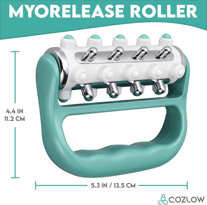 MyoRelease Lymphatic Drainage Massager - Yellow - Handheld Massage Roller | - fascia release massage tool for shoulder, neck, belly, thigh, leg, back, glutes - helps reduce cellulite appearance