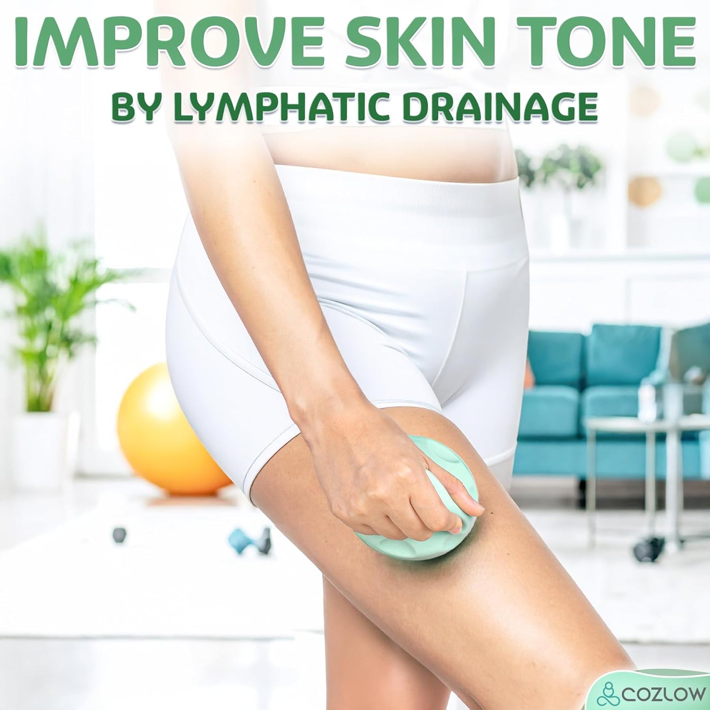 MyoRelease Lymphatic Drainage Massager - Yellow - Handheld Massage Roller | - fascia release massage tool for shoulder, neck, belly, thigh, leg, back, glutes - helps reduce cellulite appearance