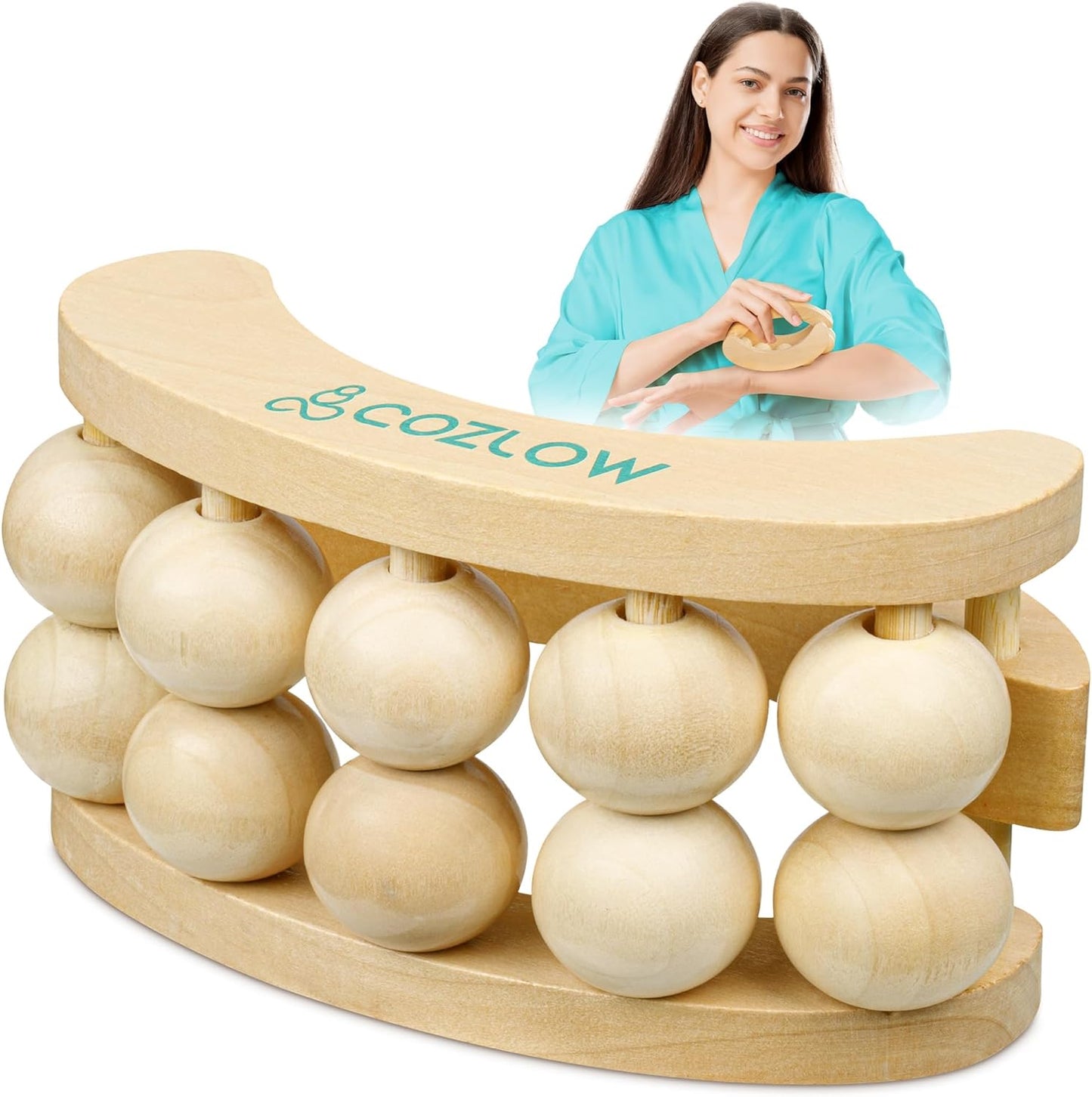 MyoRelease Lymphatic Drainage Massager - Yellow - Handheld Massage Roller | - fascia release massage tool for shoulder, neck, belly, thigh, leg, back, glutes - helps reduce cellulite appearance