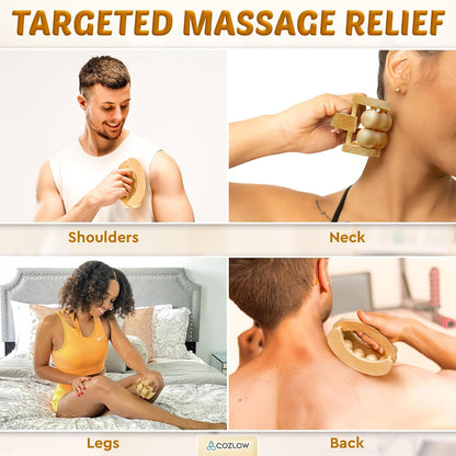 MyoRelease Lymphatic Drainage Massager - Yellow - Handheld Massage Roller | - fascia release massage tool for shoulder, neck, belly, thigh, leg, back, glutes - helps reduce cellulite appearance