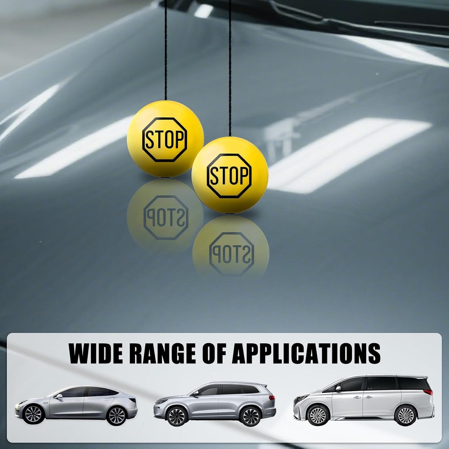 2PCS Garage Tennis Ball Parking Aid,Anti-Collision Hanging Garage Parking Aids for Cars with 13ft Rope,Universal Garages Parkings Stops Ball Garages Accessories for Car (Yellow/2PCS)