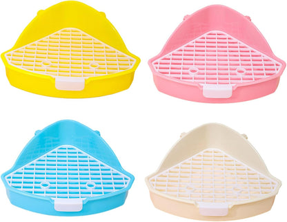 Hamster Litter Box Pet Corner Toilet Small Pet Potty Trainer Litter Tray Habitat Decor for Squirrels Chinchilla Rabbit Small Pet Toilet, White, yellow