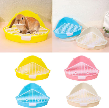 Hamster Litter Box Pet Corner Toilet Small Pet Potty Trainer Litter Tray Habitat Decor for Squirrels Chinchilla Rabbit Small Pet Toilet, White, yellow