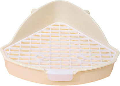 Hamster Litter Box Pet Corner Toilet Small Pet Potty Trainer Litter Tray Habitat Decor for Squirrels Chinchilla Rabbit Small Pet Toilet, White, yellow
