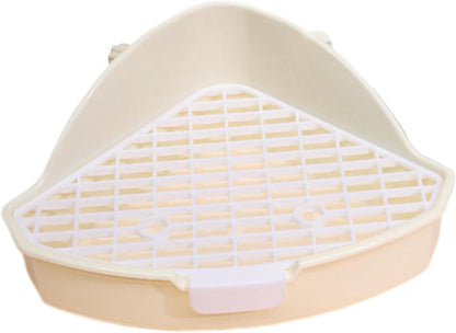 Hamster Litter Box Pet Corner Toilet Small Pet Potty Trainer Litter Tray Habitat Decor for Squirrels Chinchilla Rabbit Small Pet Toilet, White, yellow
