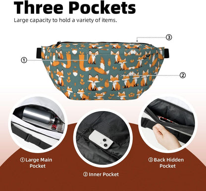Yellow fox Running Waist Pack-No-Bounce Phone Holder for Gym, Waterproof Crossbody Fanny Pack with Adjustable Belt