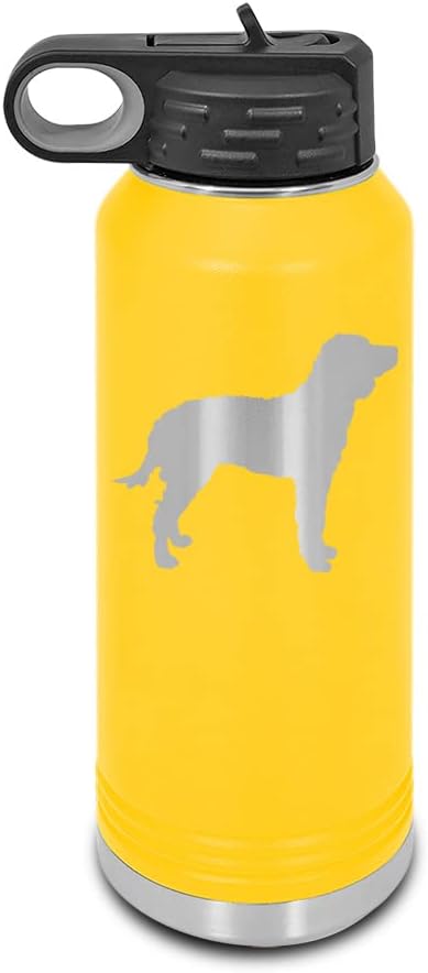 American Water Spaniel Laser Engraved Water Bottle Customizable Polar Camel Stainless Steel with Straw - Dog Canine pet Yellow 32 oz