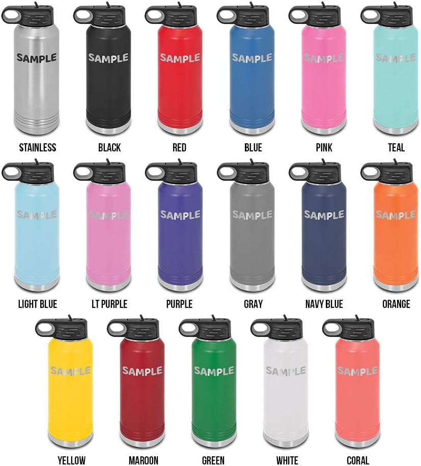 American Water Spaniel Laser Engraved Water Bottle Customizable Polar Camel Stainless Steel with Straw - Dog Canine pet Yellow 32 oz