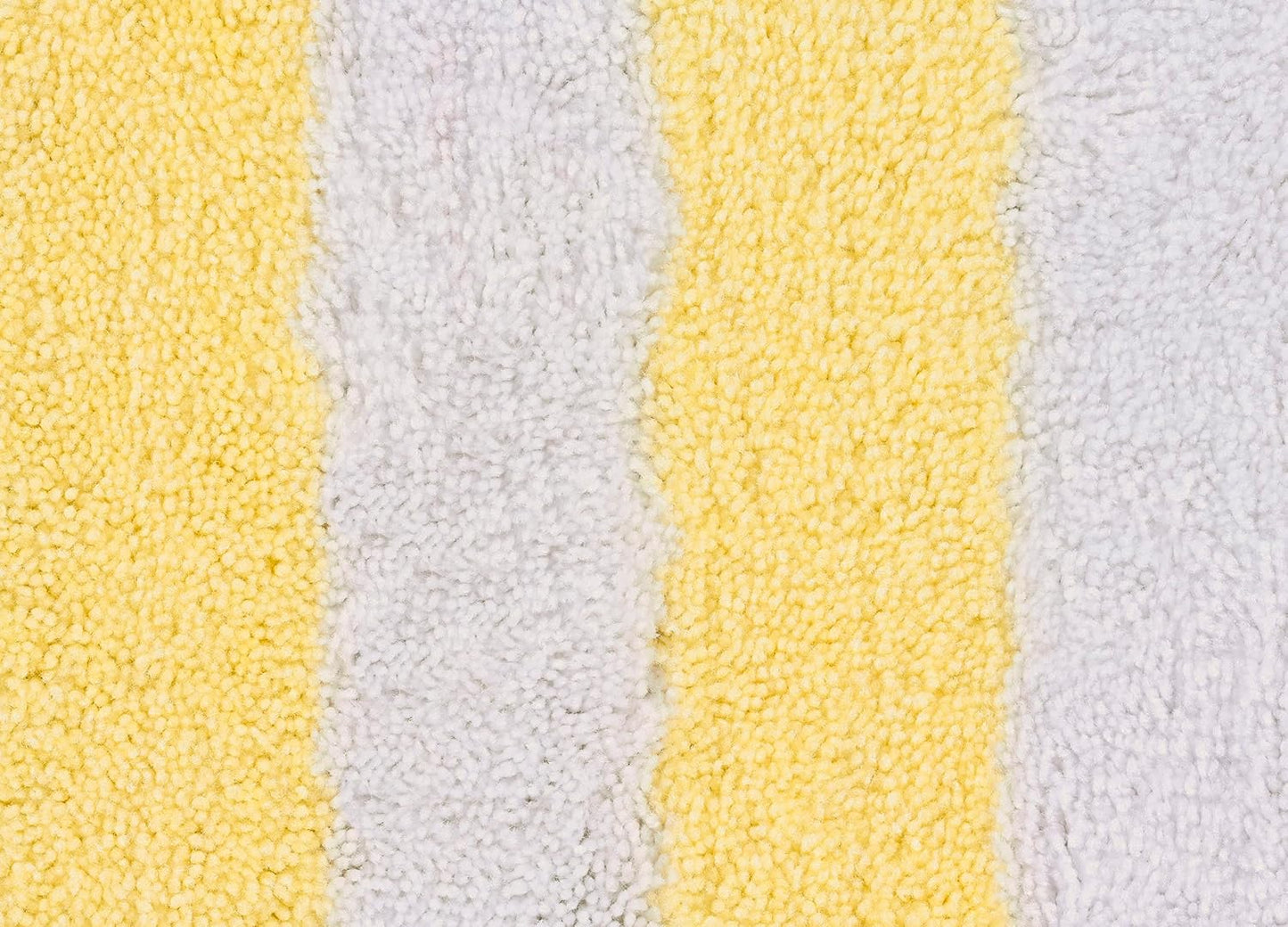 Beach Stripe Washable Bath Rug Set – 2-Piece Non-Slip, Soft & Absorbent Bathroom Mats, Quick-Dry, Machine Washable, Classic Striped Design (Yellow/White)