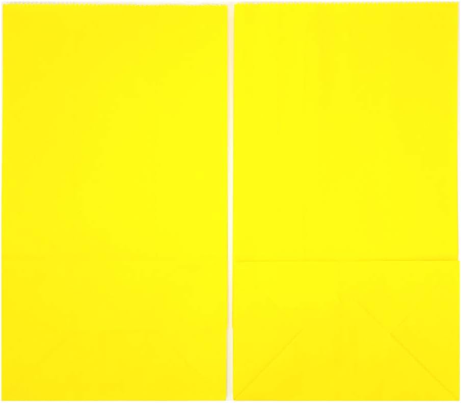 Mini Yellow Paper Bags Yellow Party Goodie Bags Small Party Favor Bag Paper Lunch Bag (100 CT, 3.5 X 2.4 X 7.1 In)