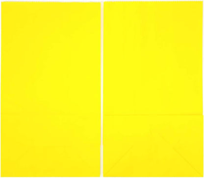 Mini Yellow Paper Bags Yellow Party Goodie Bags Small Party Favor Bag Paper Lunch Bag (100 CT, 3.5 X 2.4 X 7.1 In)