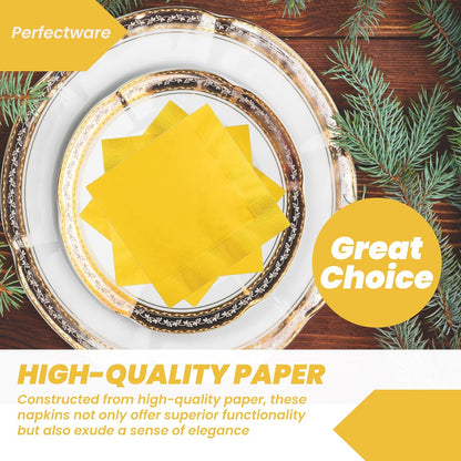 PW-2 Ply Yellow Bev-250 2 Ply Yellow Beverage Napkins- Pack of 250ct